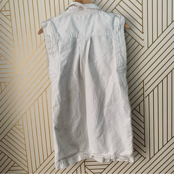 Banana Republic Utility cotton linen blend Mini White Denim button up Dress XXS - Picture 8 of 11